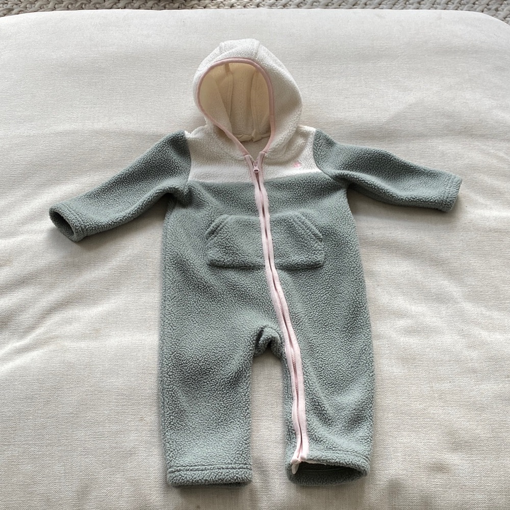 Baby Gap fleece One Piece in sage green and cream